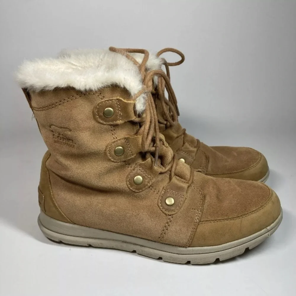 Sorel Explorer Next Joan Boots Womens 10 Waterproof Tan Suede faux fur lining